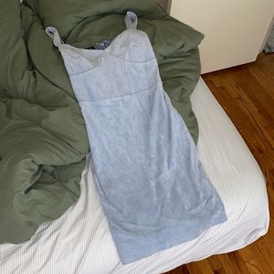 Bebe baby blue suede bodycon dress